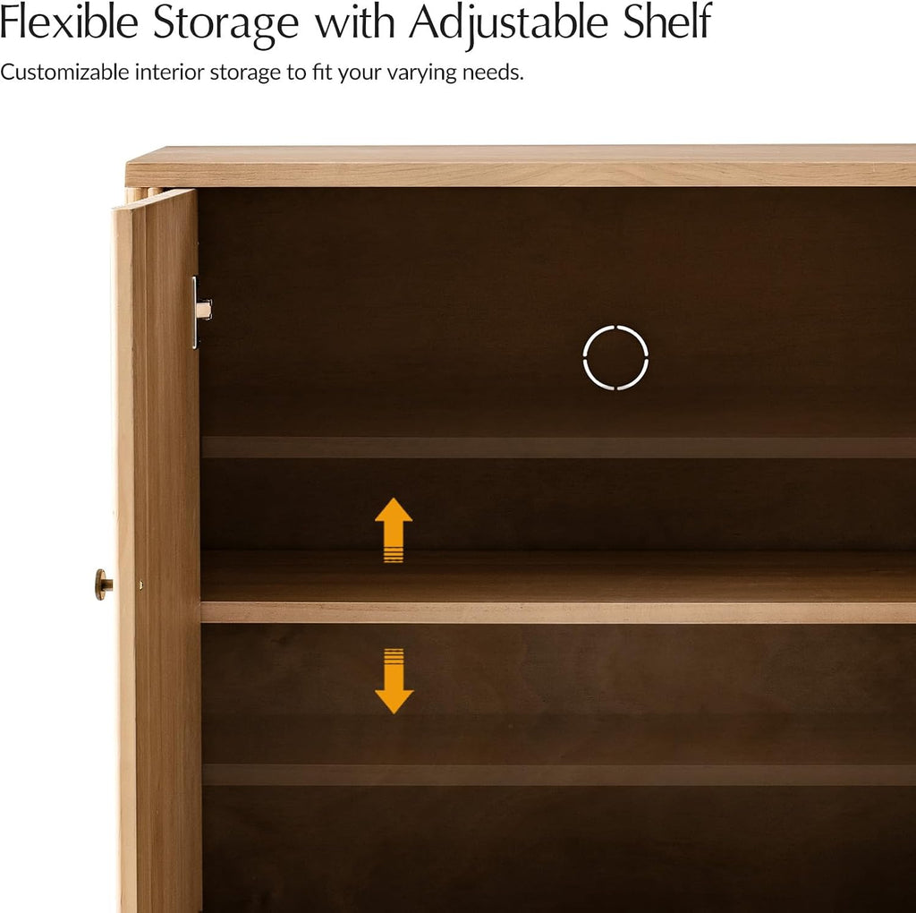 Modern Fluted Wood Sideboard Buffet Cabinet