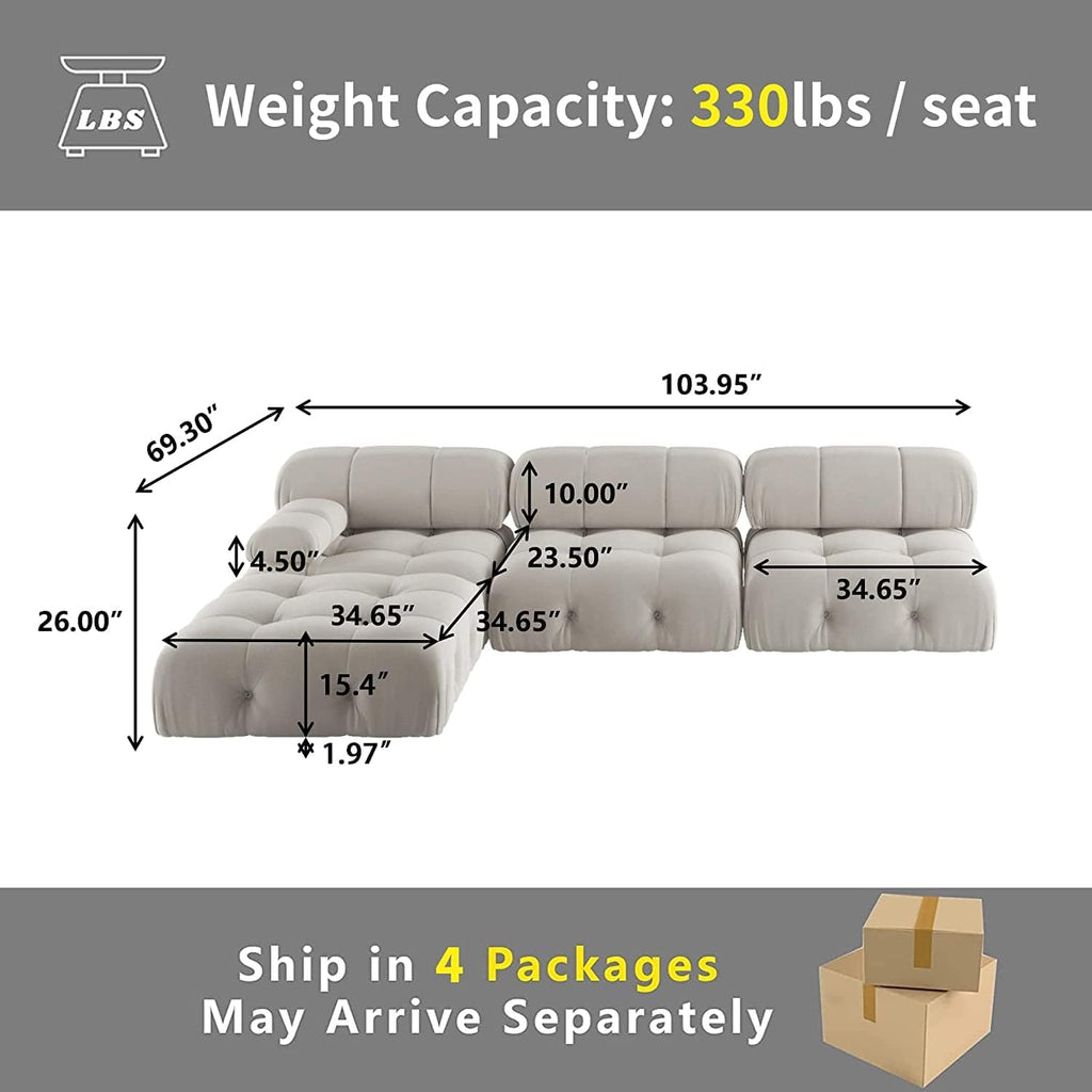 Minimalist Velvet L‑Shaped Sectional Sofa