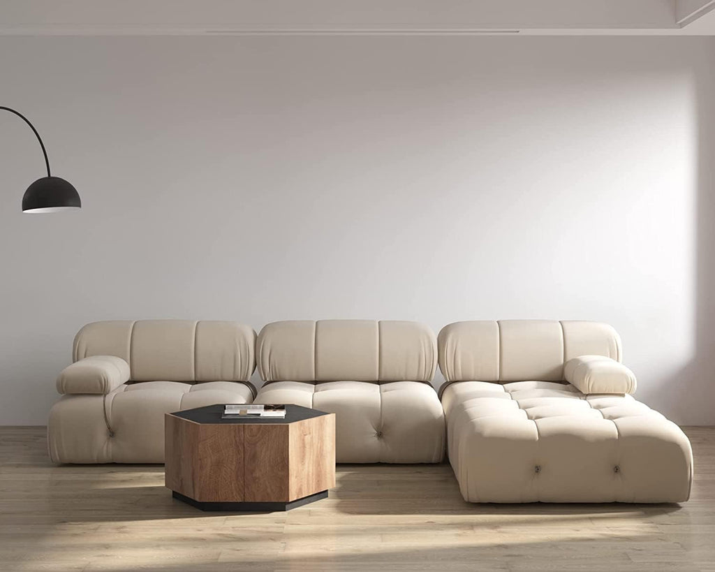 Minimalist Velvet L‑Shaped Sectional Sofa