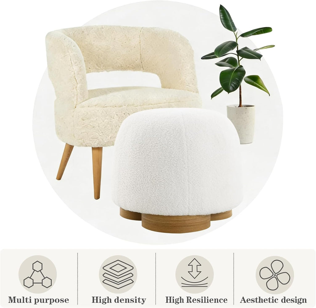 Modern Boucle Round Mushroom Foot Stool