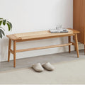 Solid Oak Rattan Woven Entryway Bench