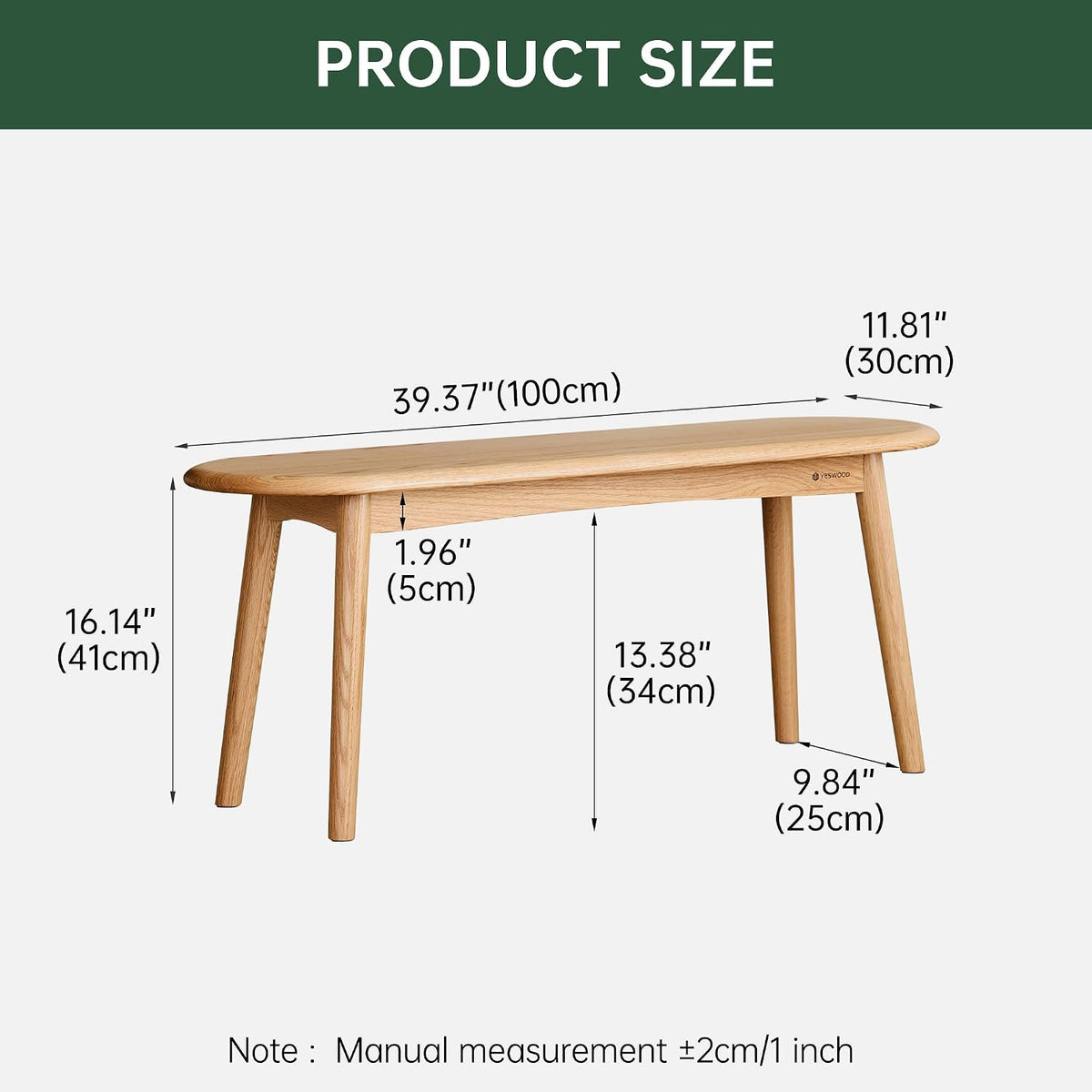 Solid Oak Rounded‑Corner Dining Bench
