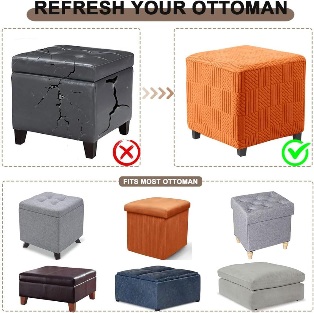 Stretch Washable Square Ottoman Slipcover
