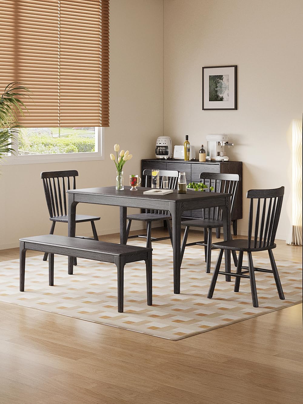 Modern Solid Oak Wood Dining Bench
