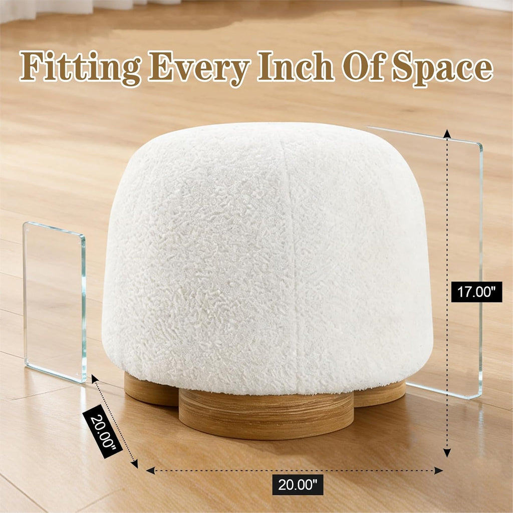 Modern Boucle Round Mushroom Foot Stool