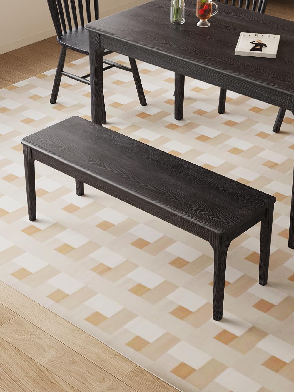 Modern Solid Oak Wood Dining Bench