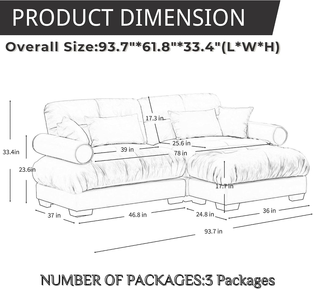 Velvet Modular 3‑Seater Sectional Sofa