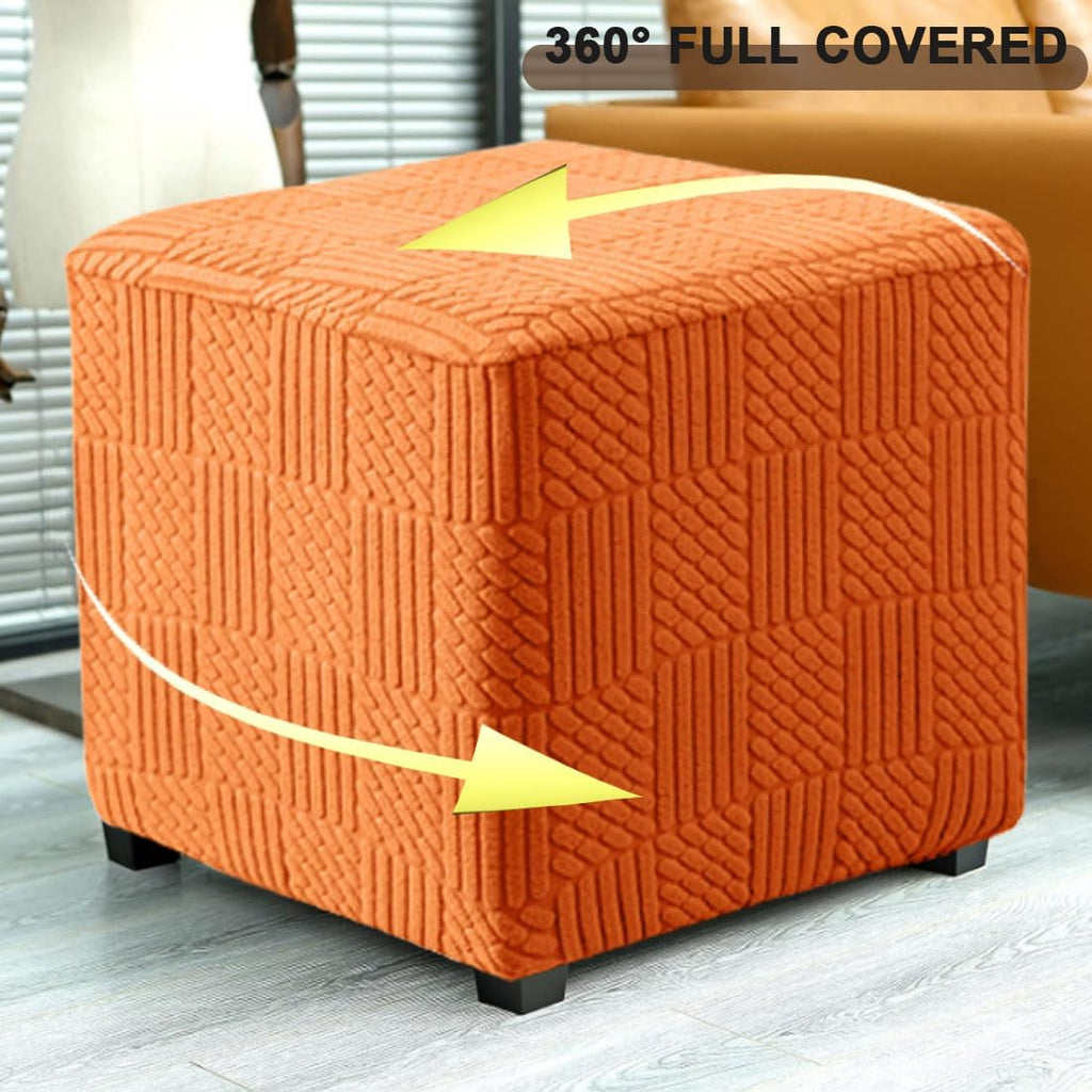 Stretch Washable Square Ottoman Slipcover