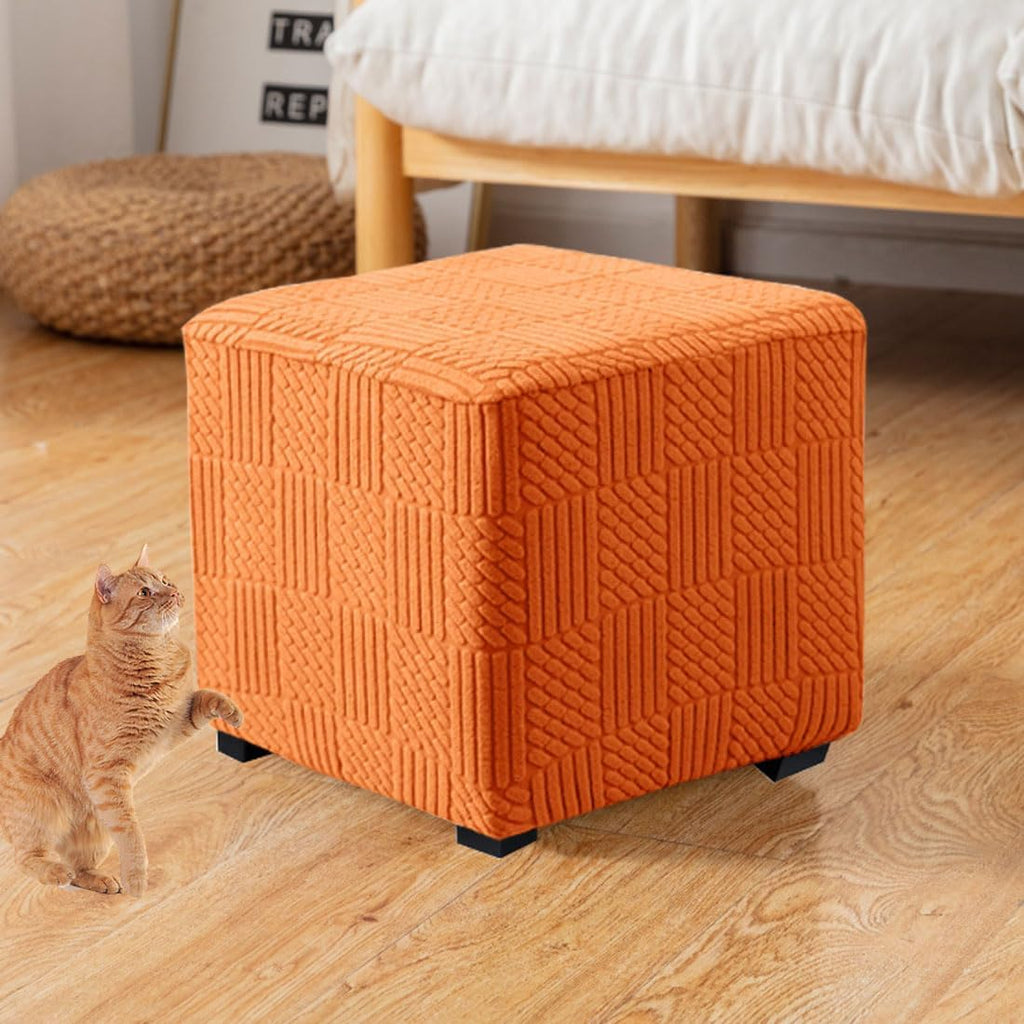 Stretch Washable Square Ottoman Slipcover