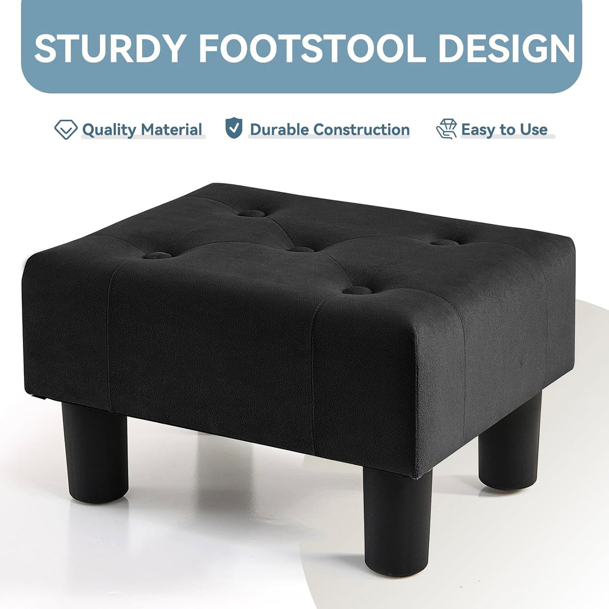 Velvet Rectangle Small Foot Stool Ottoman
