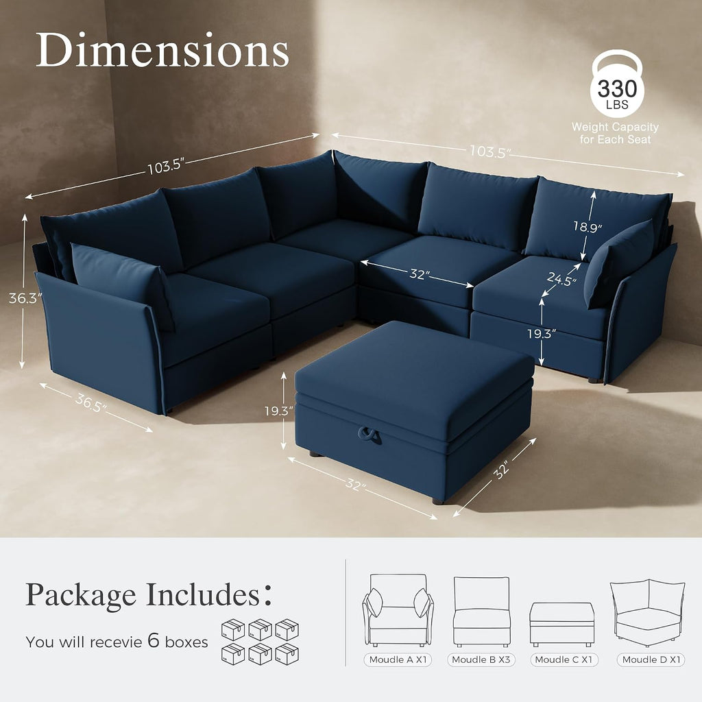 Velvet L‑Shape Modular Sectional Sofa