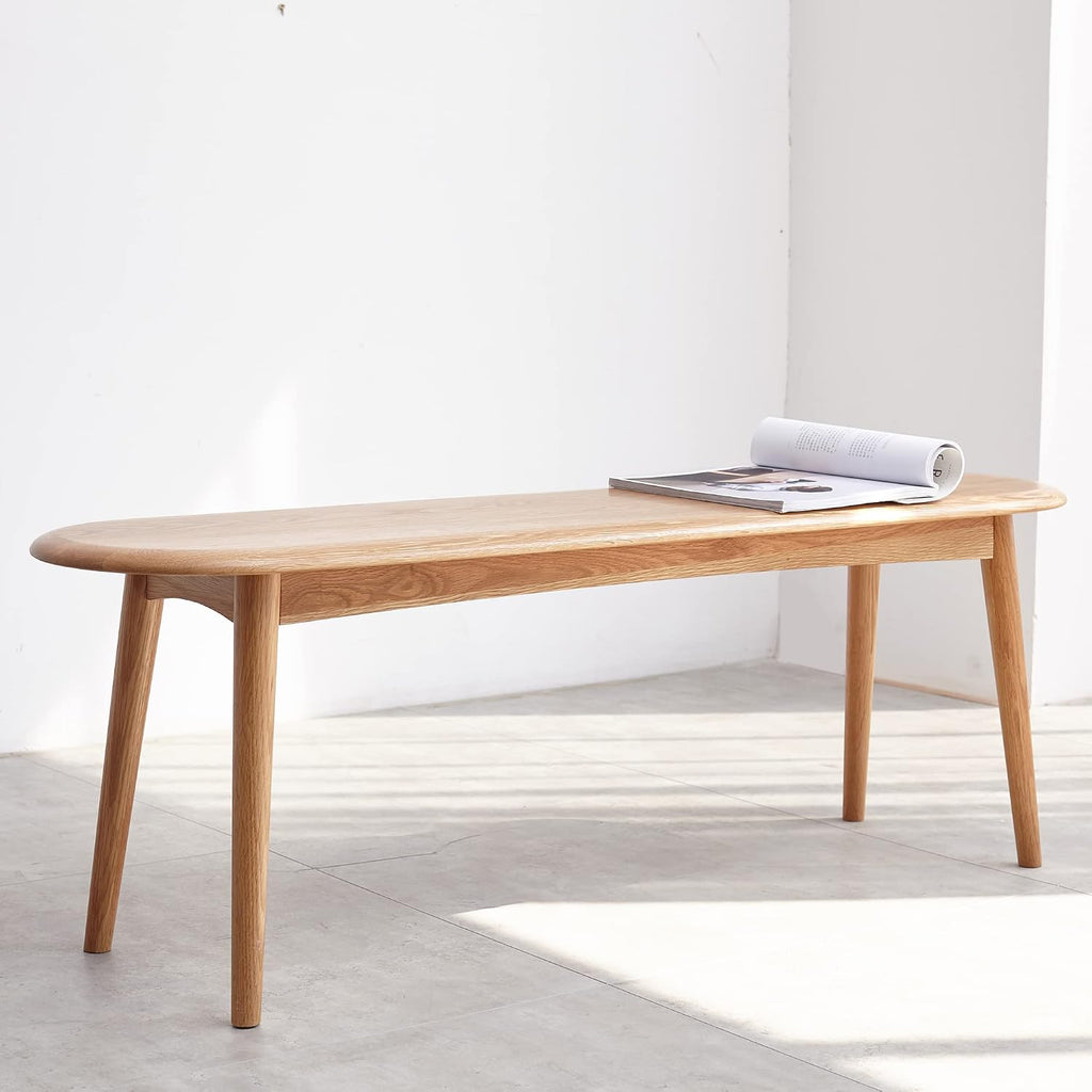 Half‑Round Natural Oak Wood Dining Bench