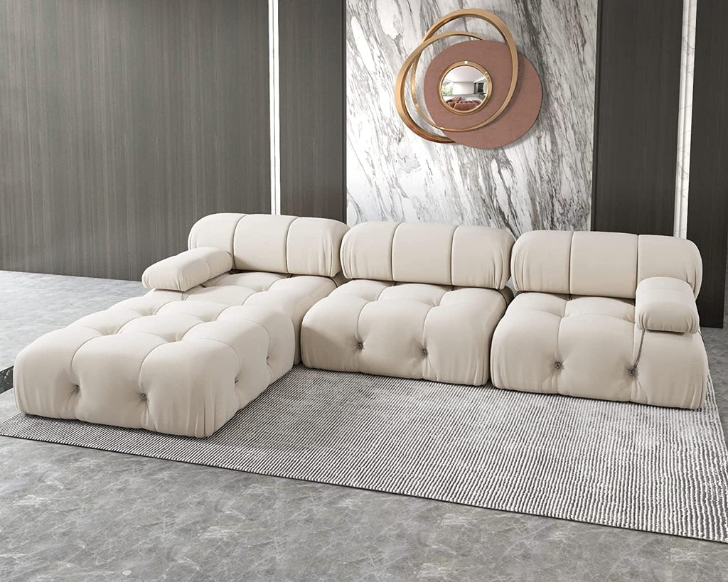 Minimalist Velvet L‑Shaped Sectional Sofa