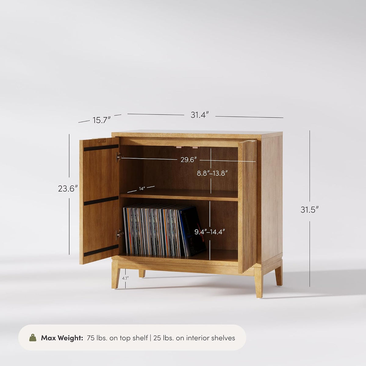 Modern Fluted‑Door Wood Sideboard Cabinet