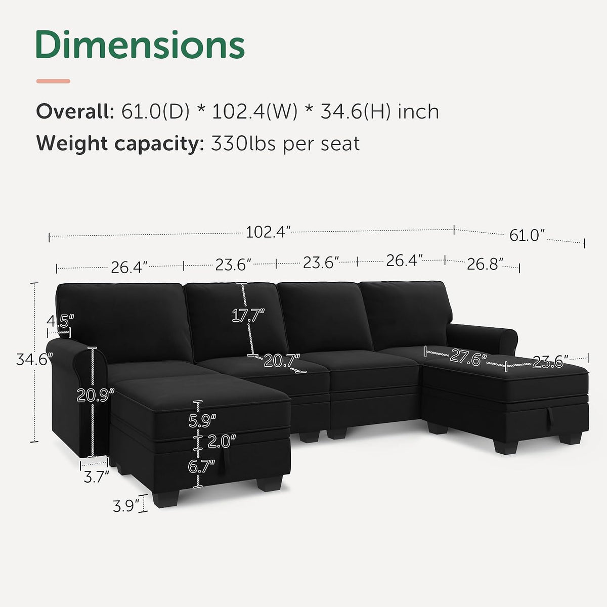 Velvet U‑Shaped Convertible Sectional Sofa