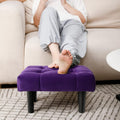 Velvet Wooden‑Leg Small Footstool Ottoman