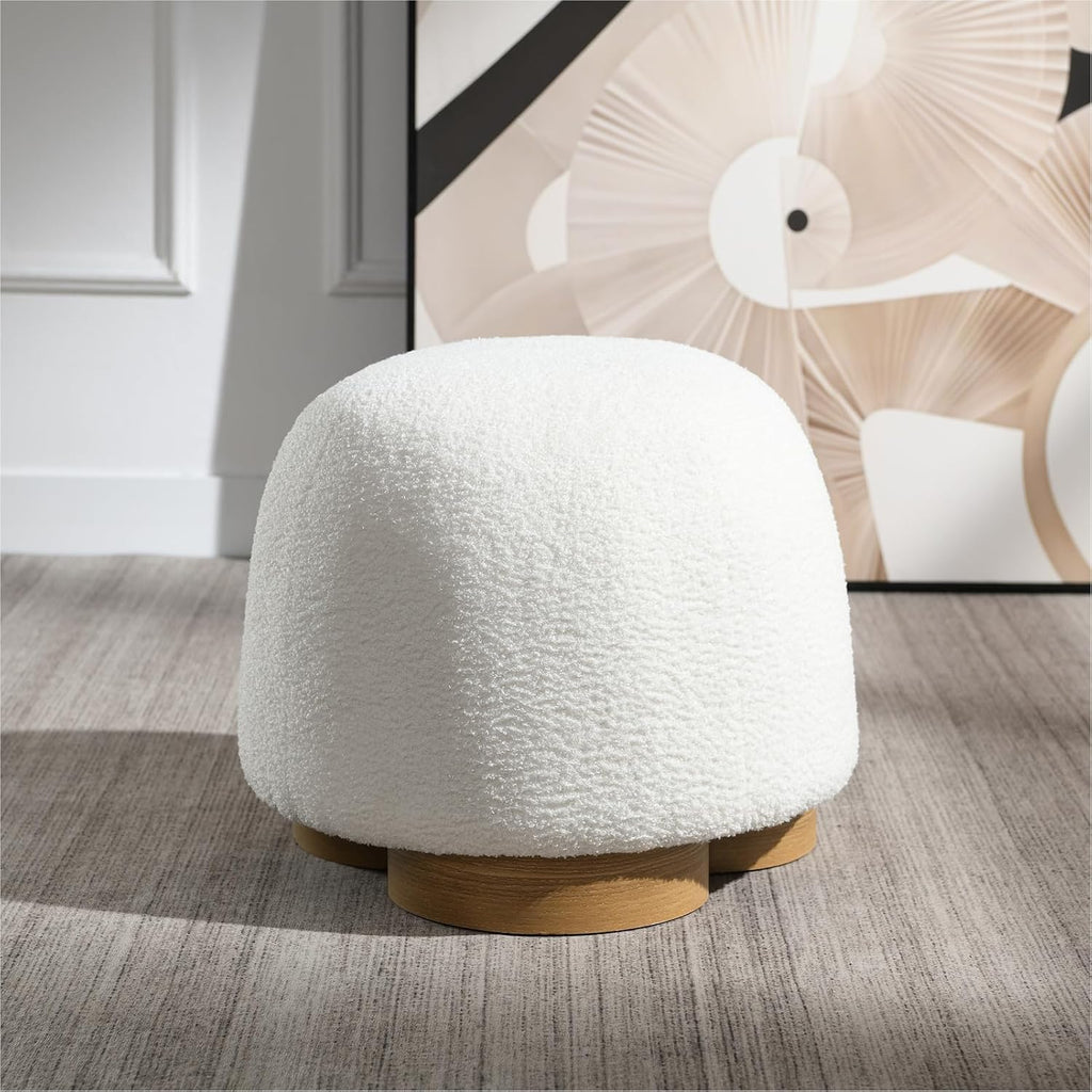 Modern Boucle Round Mushroom Foot Stool