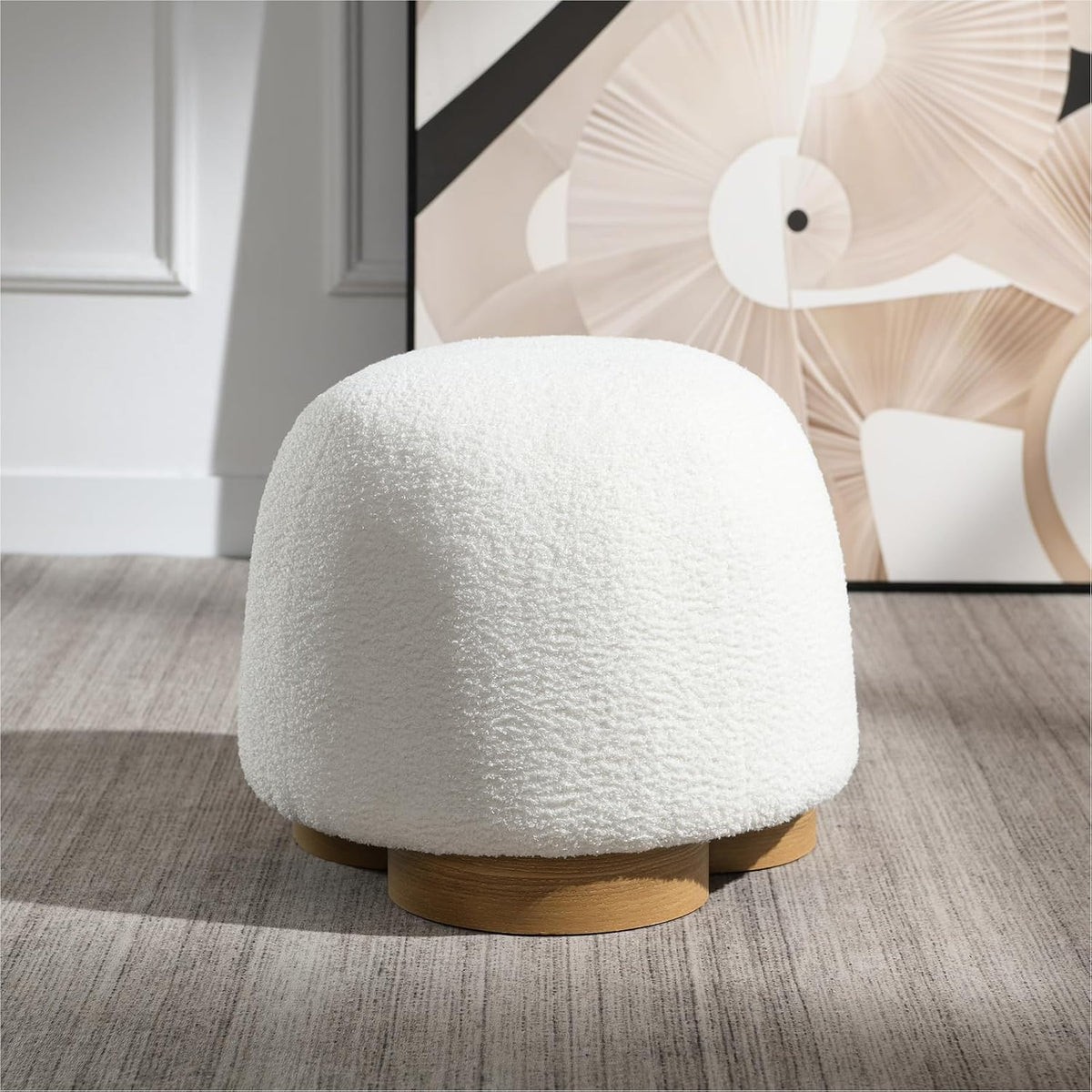 Modern Boucle Round Mushroom Foot Stool