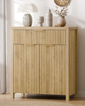 Fluted Wood Kitchen Buffet Sideboard Cabinet