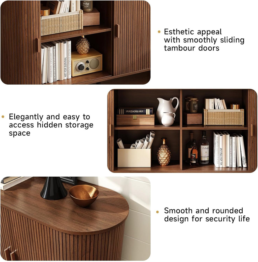 Sliding‑Door Wood Sideboard Buffet Cabinet