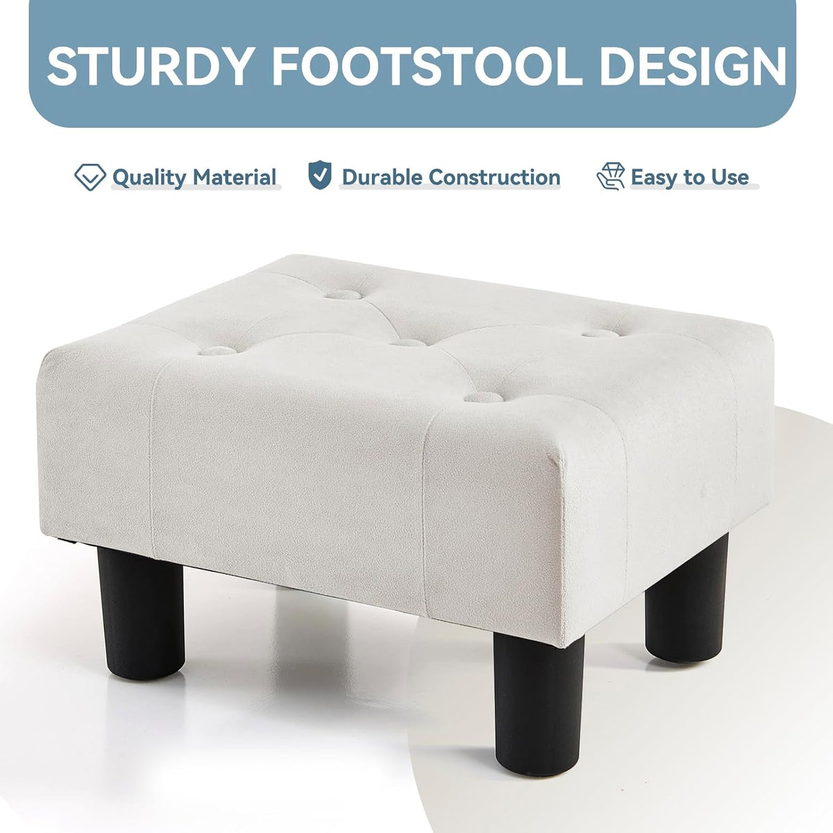 Velvet Rectangle Legged Foot Stool Ottoman