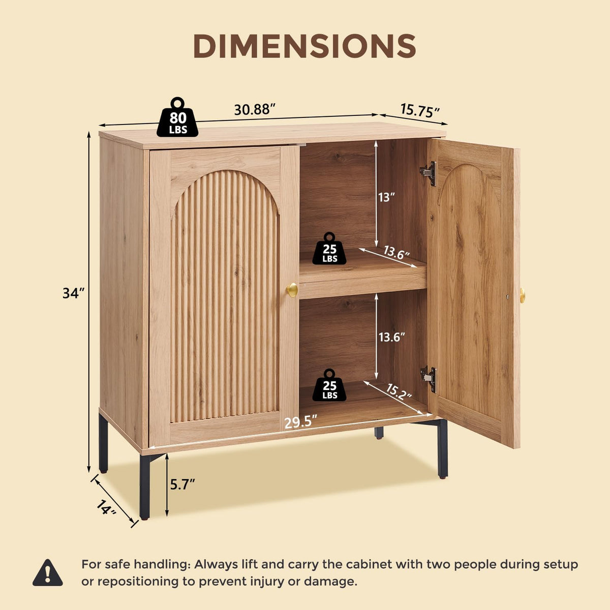Modern Arched Wood Sideboard Buffet Cabinet