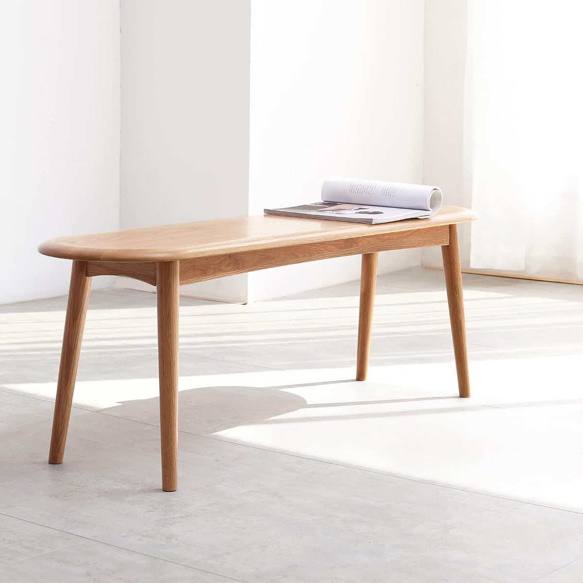 Half‑Round Natural Oak Wood Dining Bench