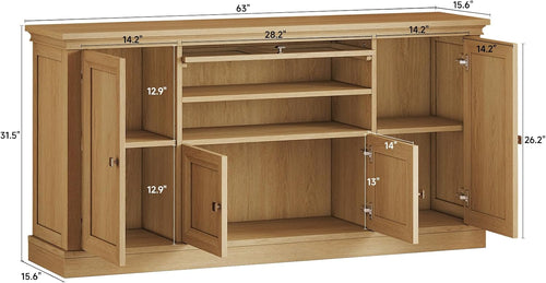 Farmhouse Large Wood Sideboard Buffet Cabinet