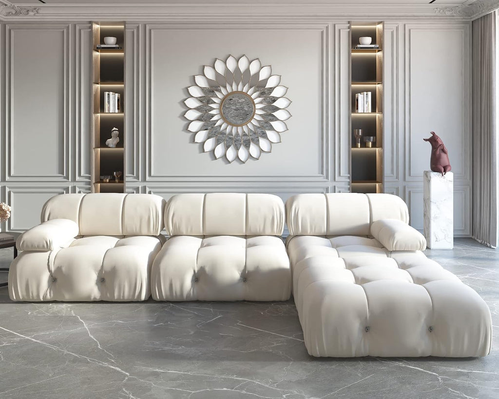 Minimalist Velvet L‑Shaped Sectional Sofa