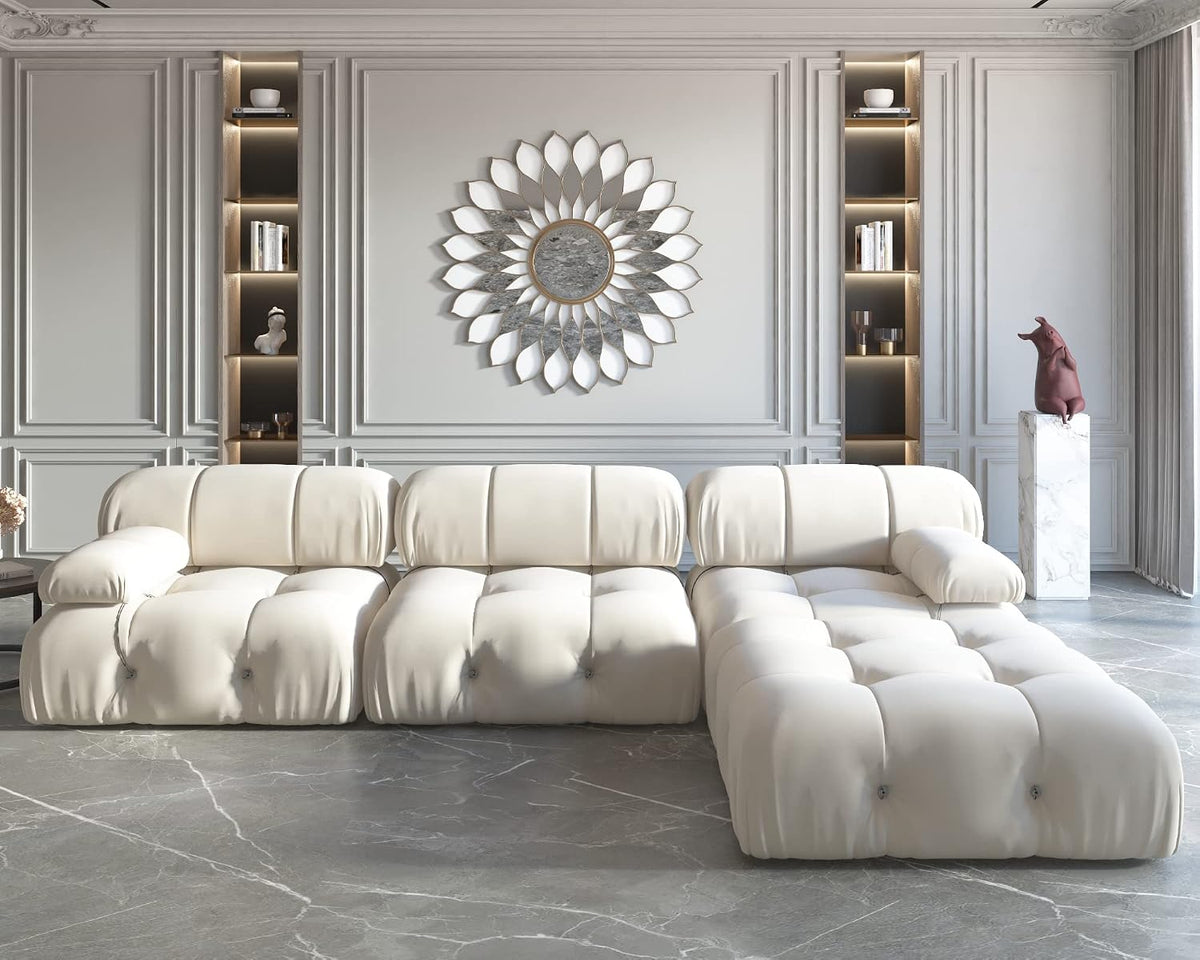 Minimalist Velvet L‑Shaped Sectional Sofa