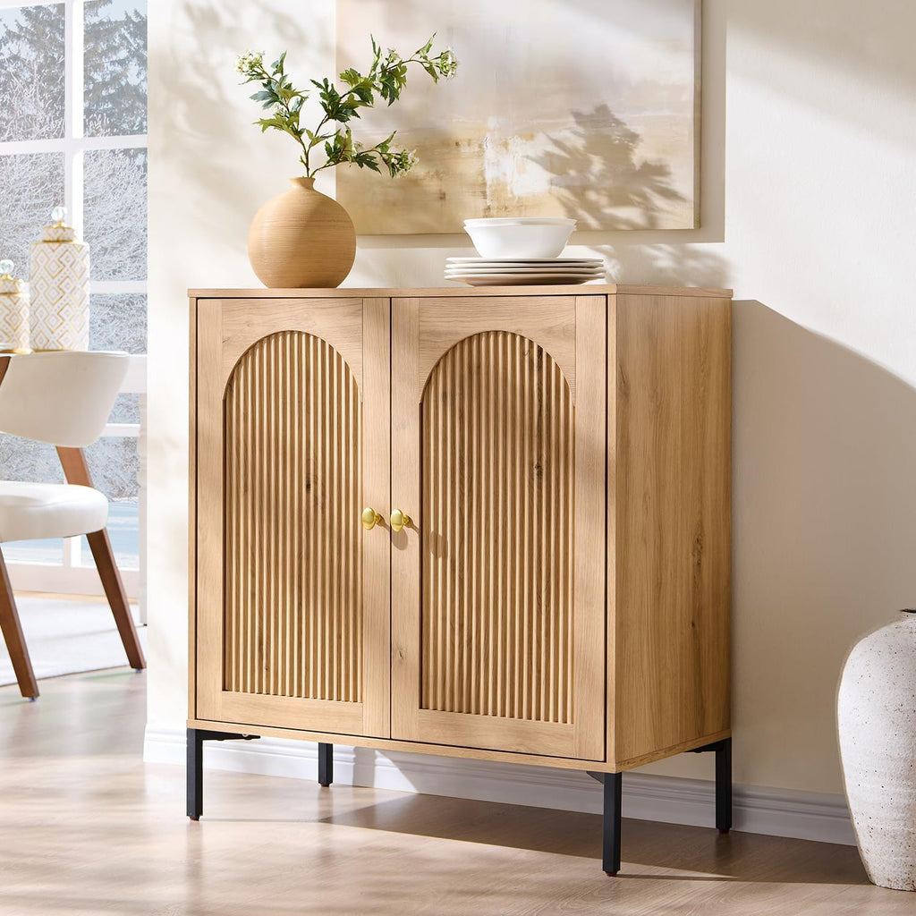 Modern Arched Wood Sideboard Buffet Cabinet