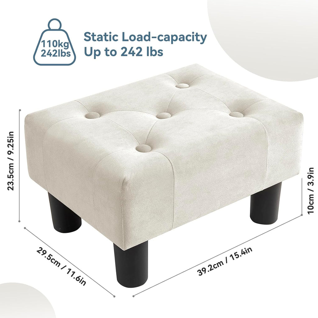 Velvet Rectangle Legged Foot Stool Ottoman