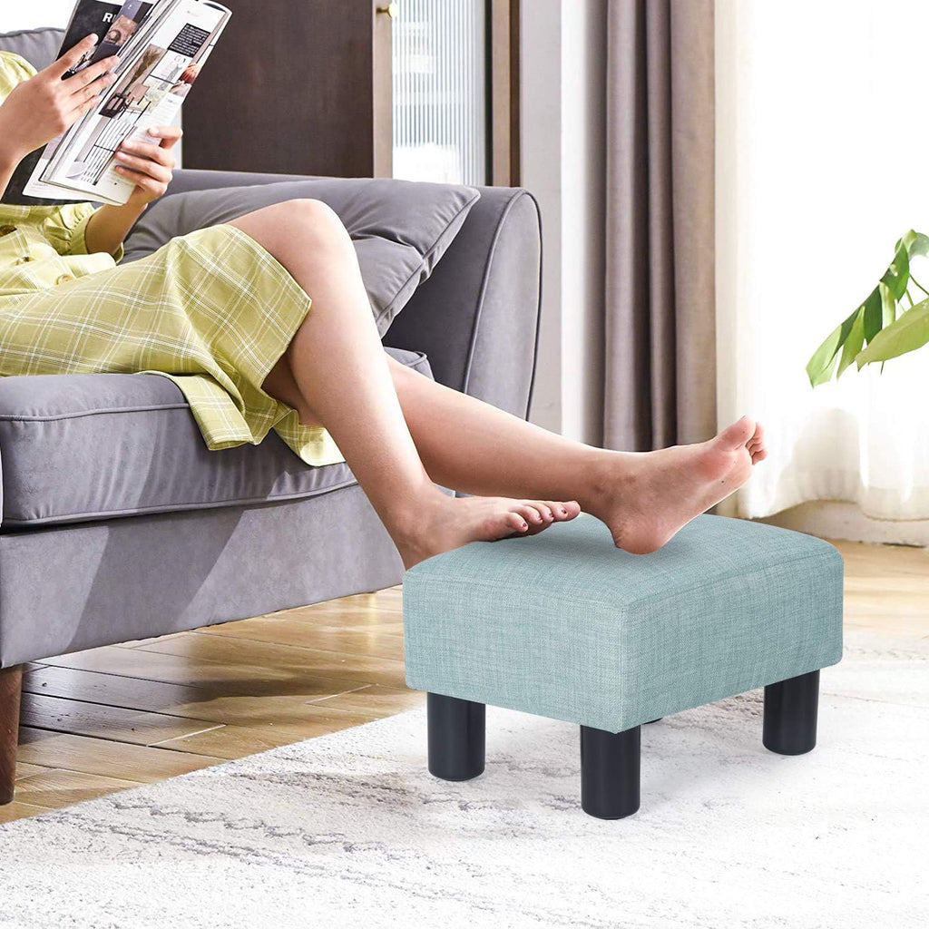 Modern Fabric Rectangle Small Footstool Ottoman