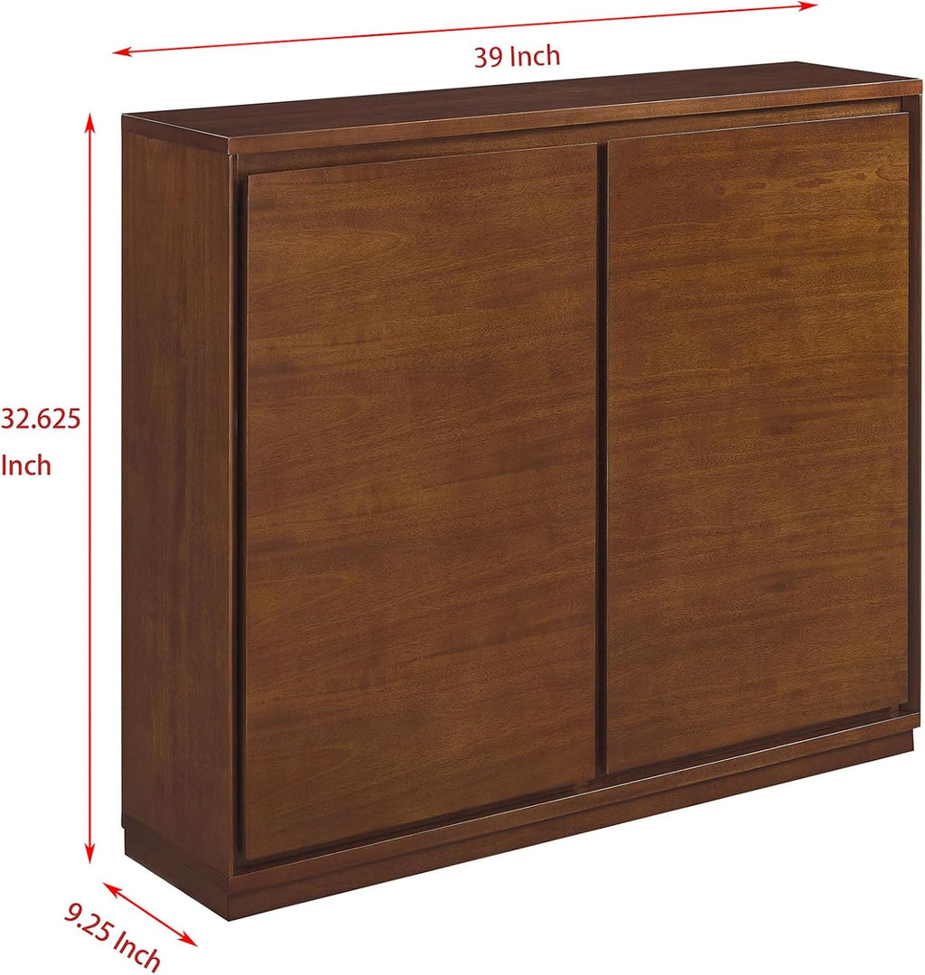 Real‑Wood‑Veneer Narrow Sideboard Buffet Cabinet