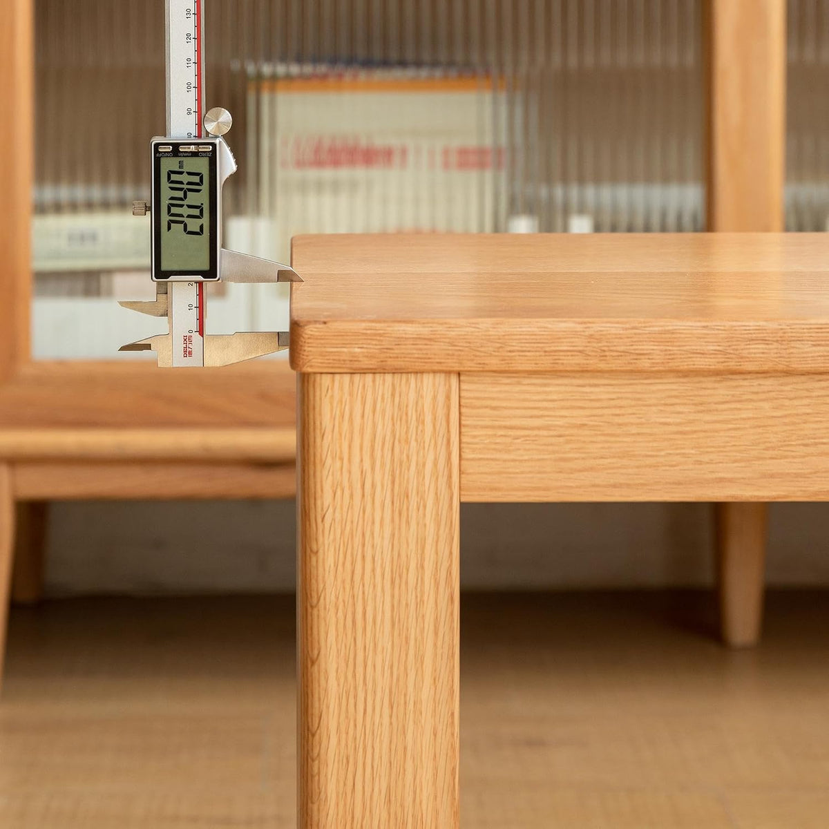 Rectangular Solid Oak Wood Dining Bench