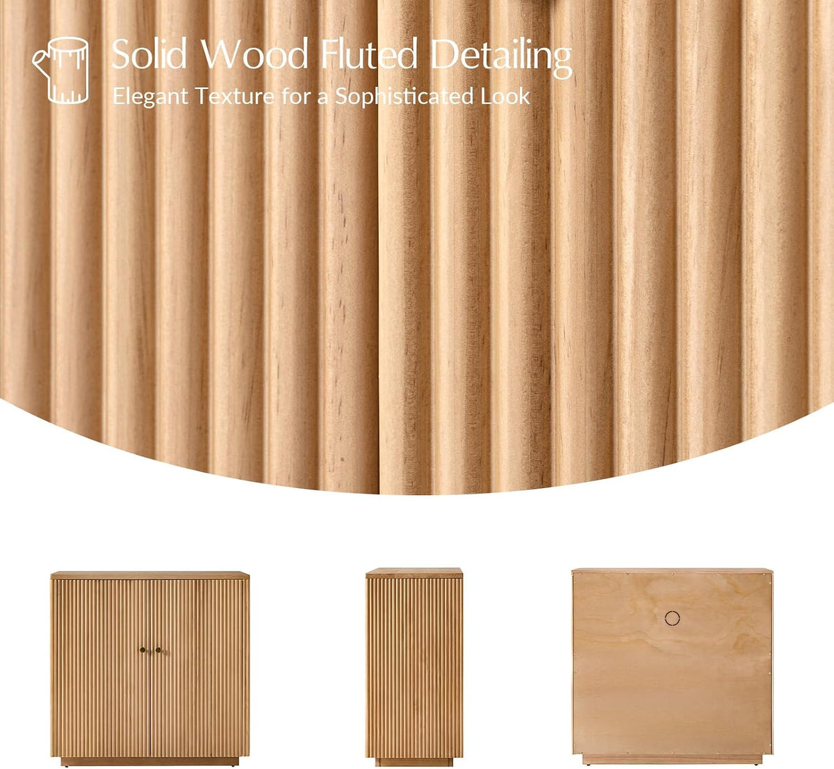 Modern Fluted Wood Sideboard Buffet Cabinet