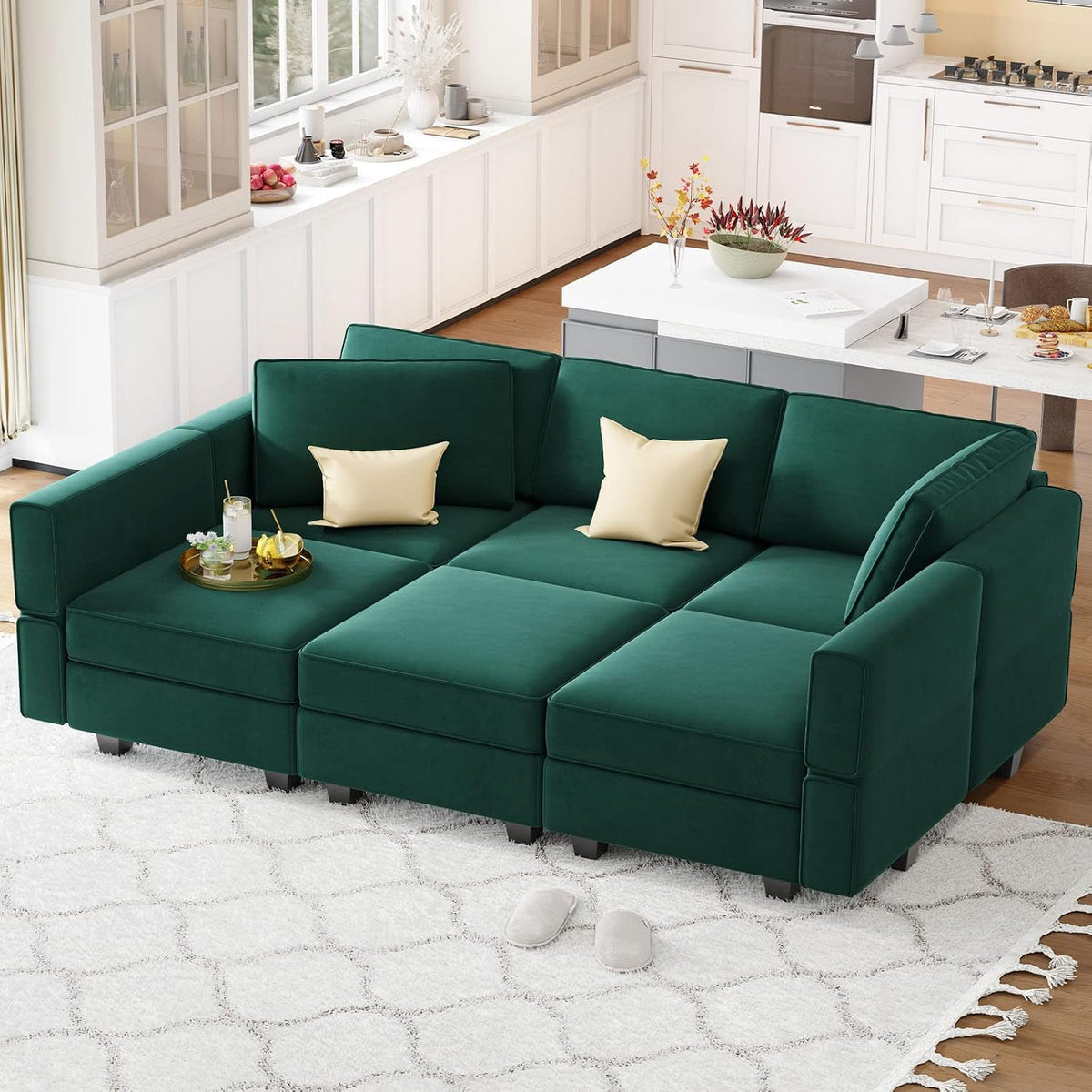 Velvet Modular Sectional Sofa Chaise