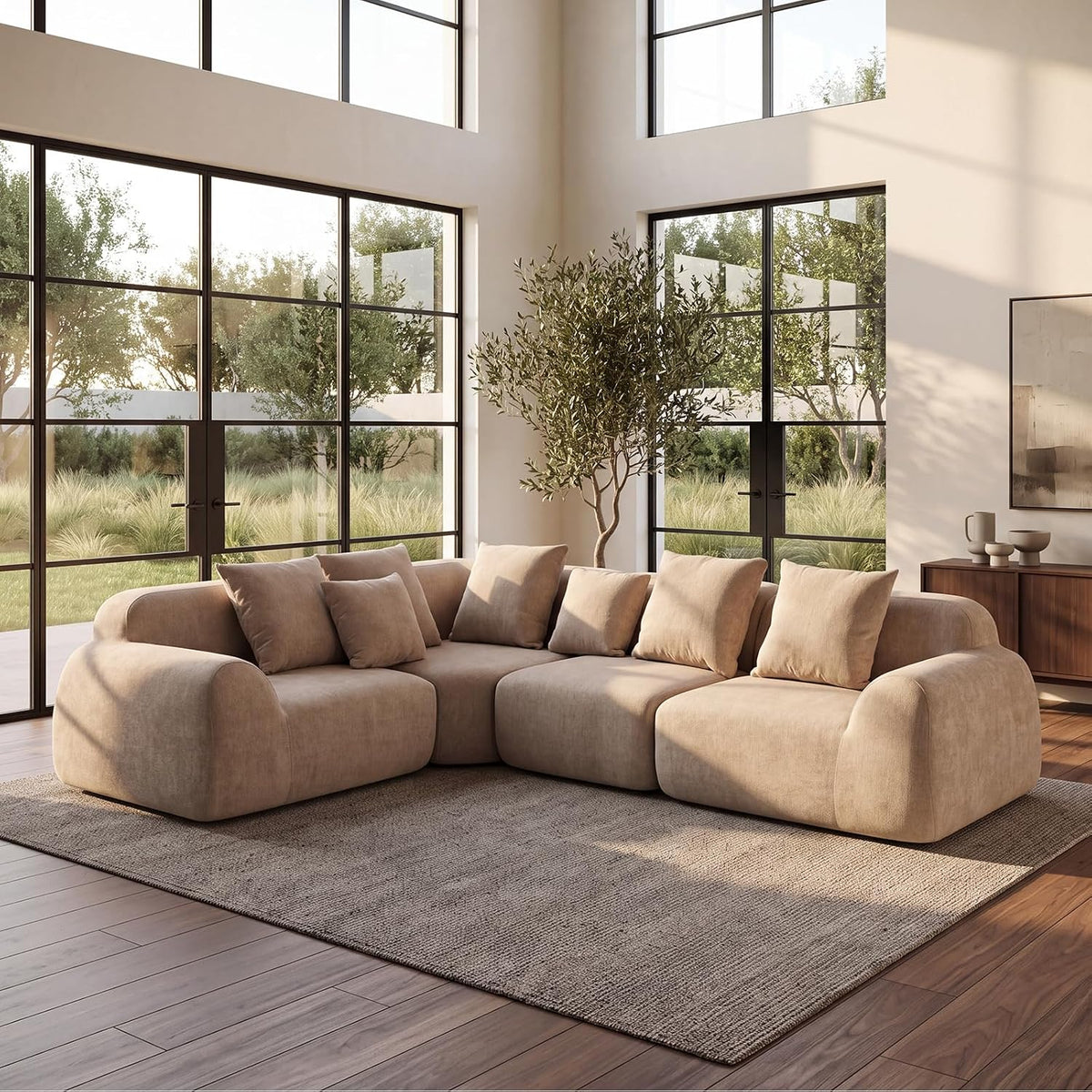 Velvet Cloud L‑Shaped Sectional Sofa