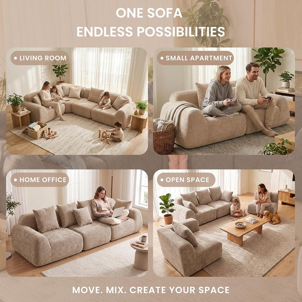 Velvet Cloud L‑Shaped Sectional Sofa
