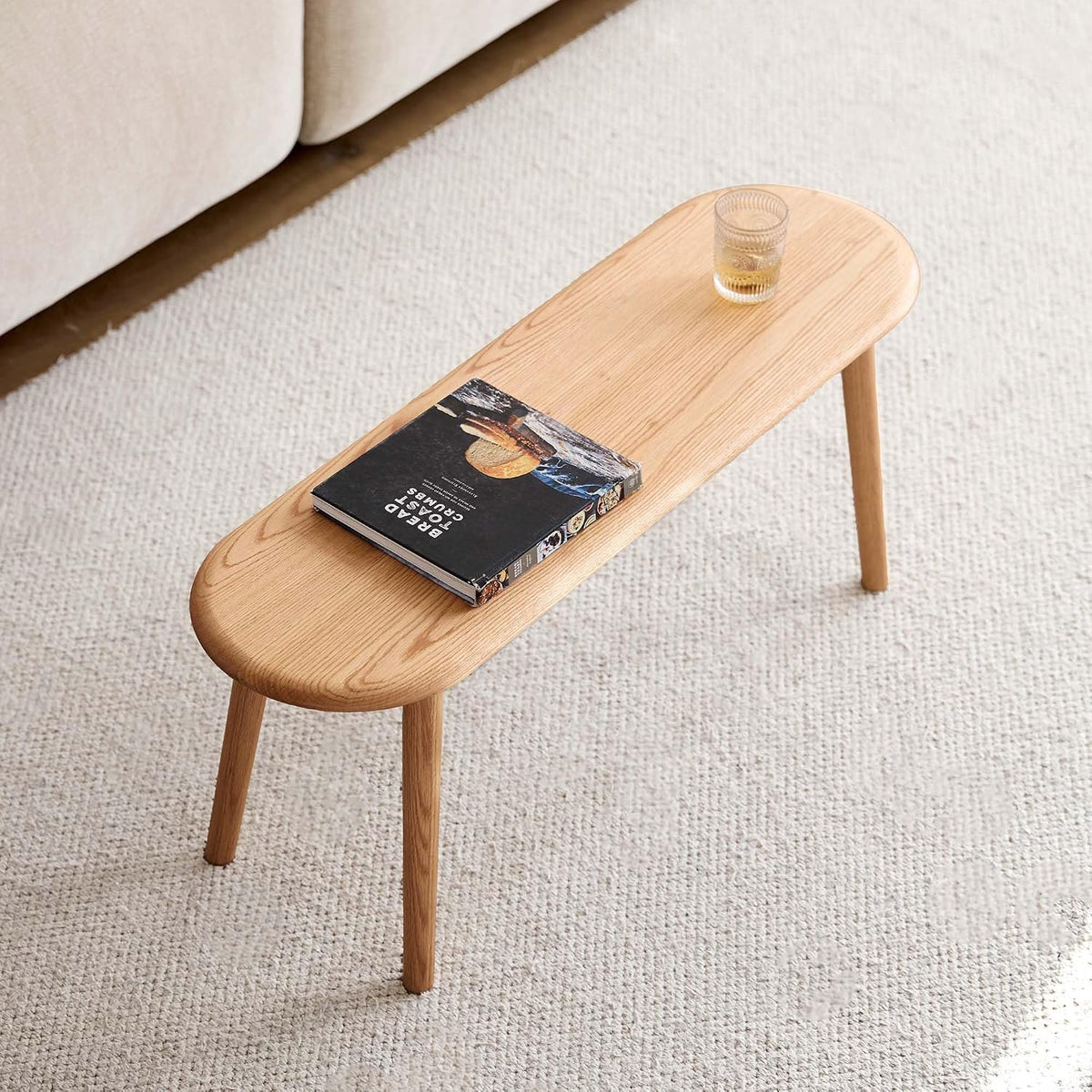 Solid Oak Rounded‑Corner Dining Bench