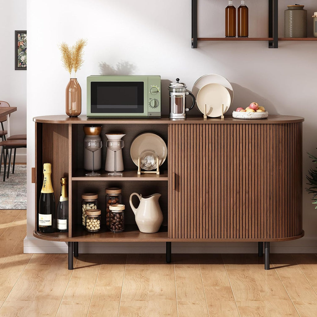 Sliding‑Door Wood Sideboard Buffet Cabinet