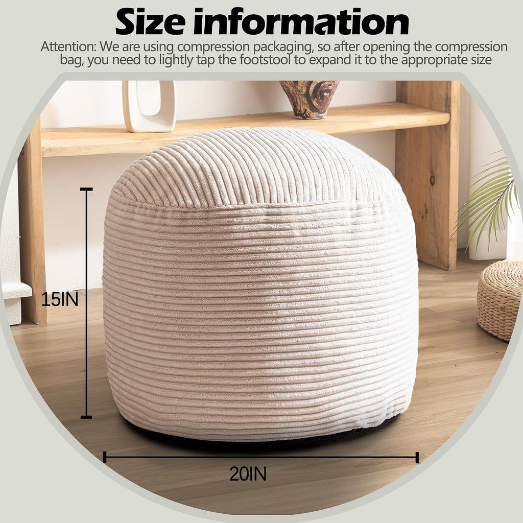 Corduroy Round Stuffed Pouf Ottoman