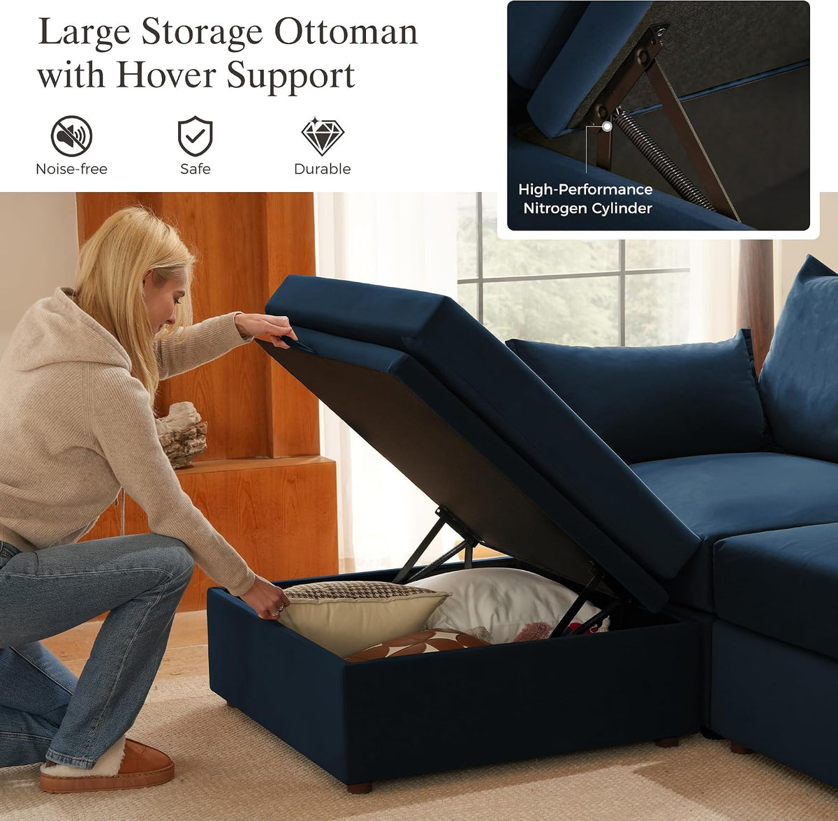 Velvet L‑Shape Modular Sectional Sofa