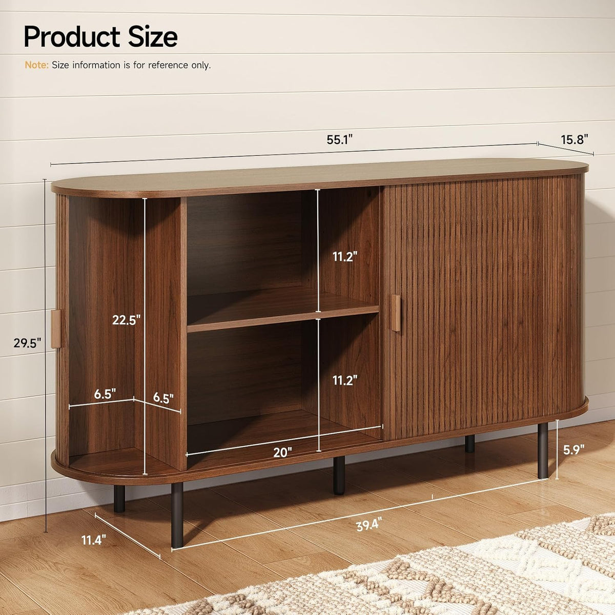 Sliding‑Door Wood Sideboard Buffet Cabinet