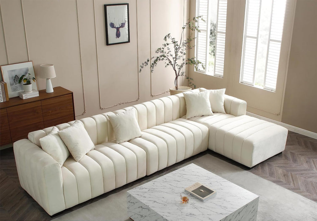 Modern Velvet L‑Shape Modular Sectional Sofa