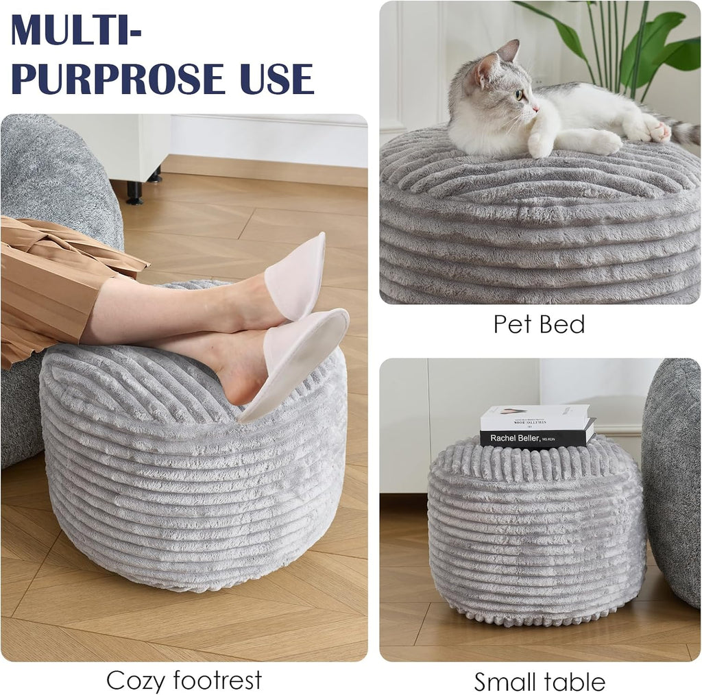 Stuffed Round Pouf Ottoman Foot Rest