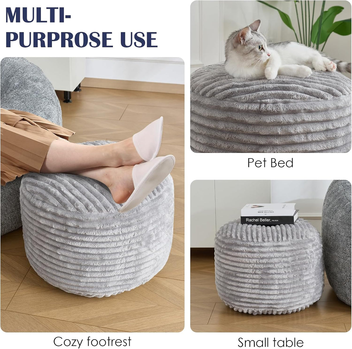 Stuffed Round Pouf Ottoman Foot Rest