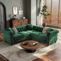 Velvet Tufted L‑Shaped Chesterfield Sofa