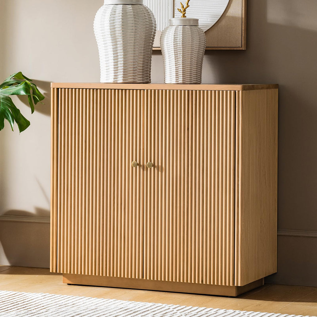 Modern Fluted Wood Sideboard Buffet Cabinet