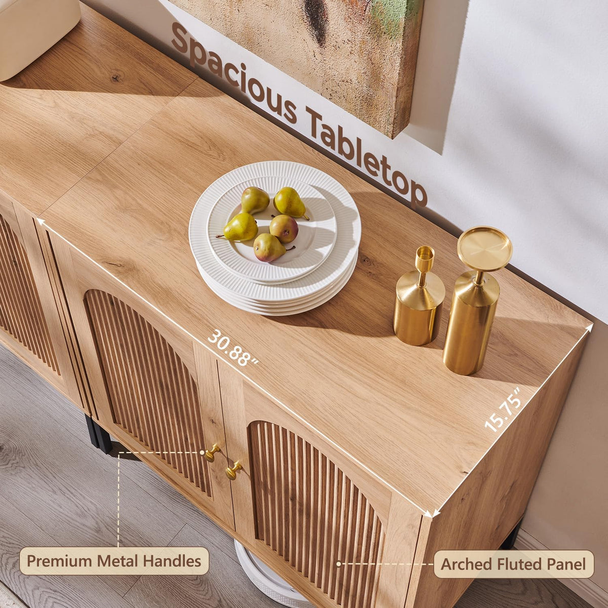 Modern Arched Wood Sideboard Buffet Cabinet